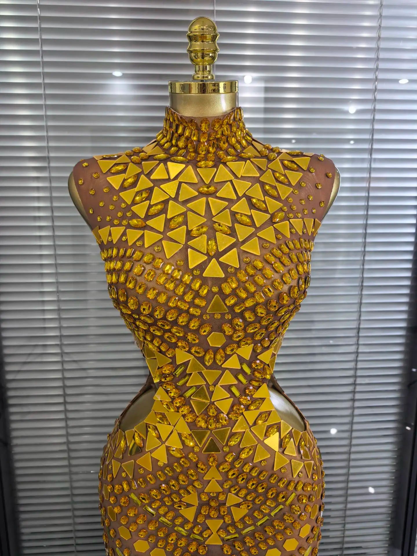 ✨Luxury Shiny Mirror Rhinestones Hollowed-out Long Dress