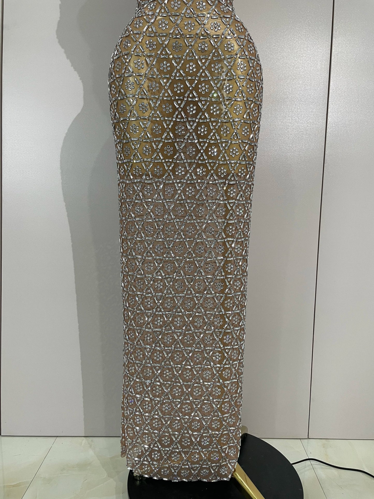✨luxury Elegant Sparkly Rhinestone Mesh Long Dress – Sexy Bodycon Evening & Party Gow