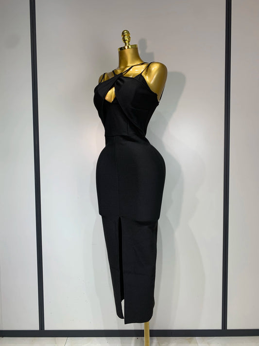 Women’s Sleeveless Backless Midi Bodycon Dress – Elegant Fit