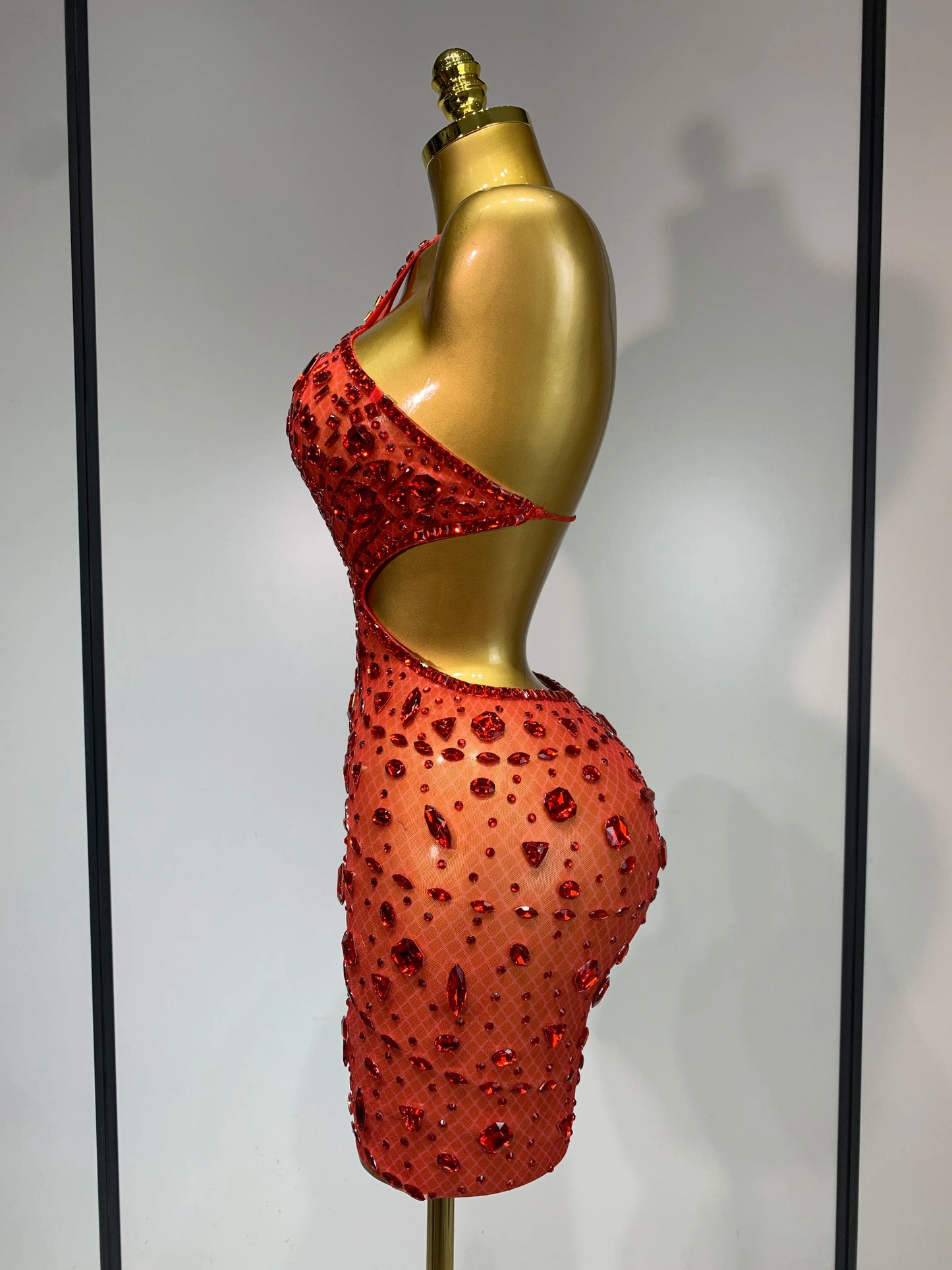 Sexy Backless Hollow Out Diamond Evening Prom Gown Birthday Luxury Celebrate Stage Nightclub Outfit