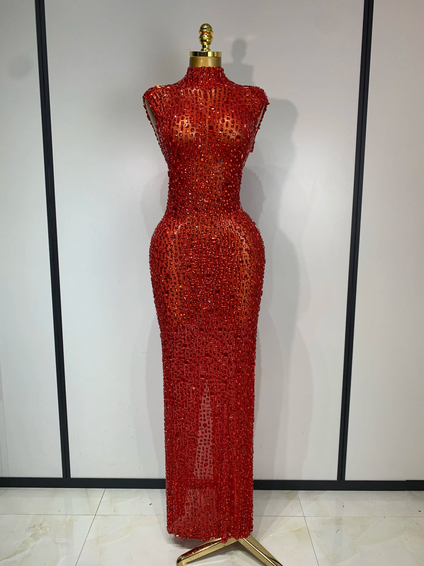 ✨Luxury Sparkly Rhinestone Mesh Long Dress – Sexy Elegant Evening & Birthday Gown