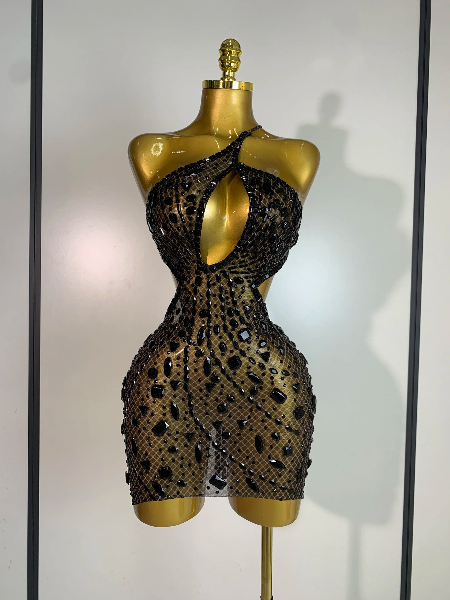 Sexy Backless Hollow Out Diamond Evening Prom Gown Birthday Luxury Celebrate Stage Nightclub Outfit