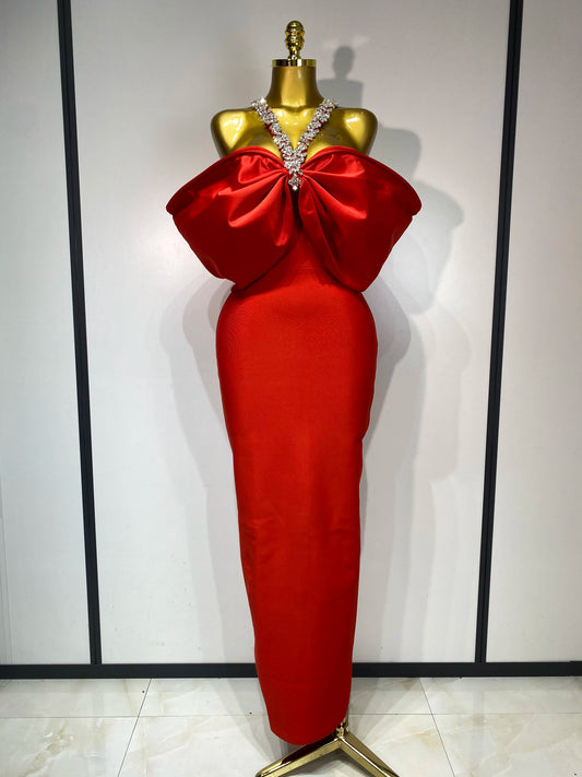 ✨Luxury Sexy Elegant Halter Off the Shoulder Crystal Bodycon Long Bandage