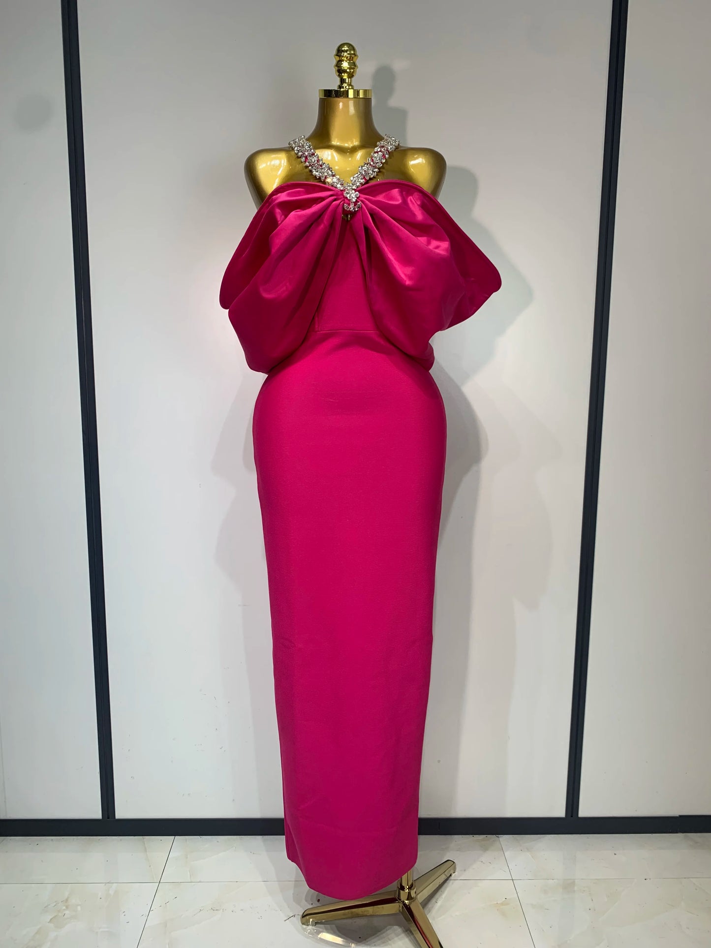 ✨Luxury Sexy Elegant Halter Off the Shoulder Crystal Bodycon Long Bandage