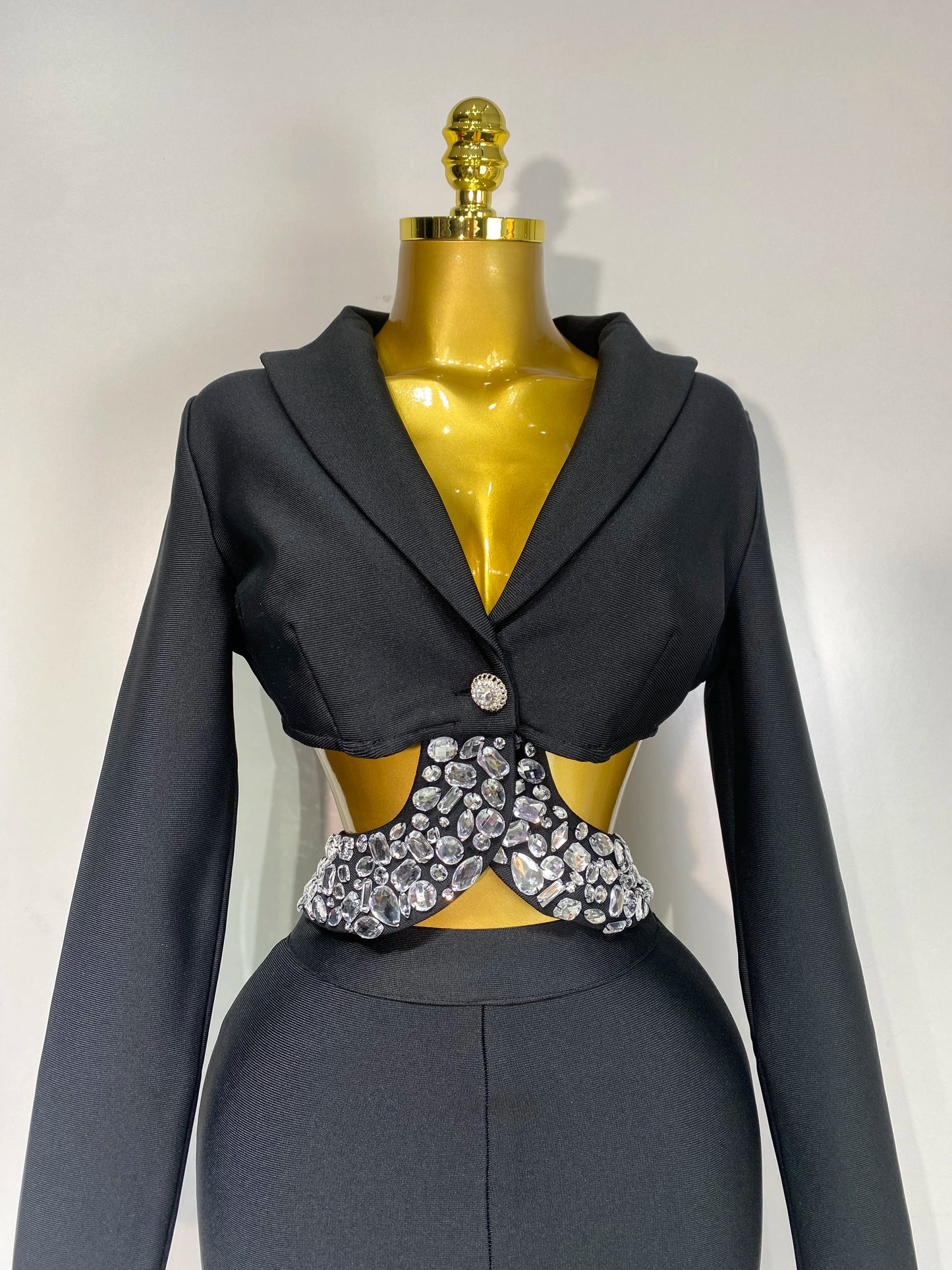 ✨ Luxury Long Sleeve Two Piece Bodycon Pants Set with Beading