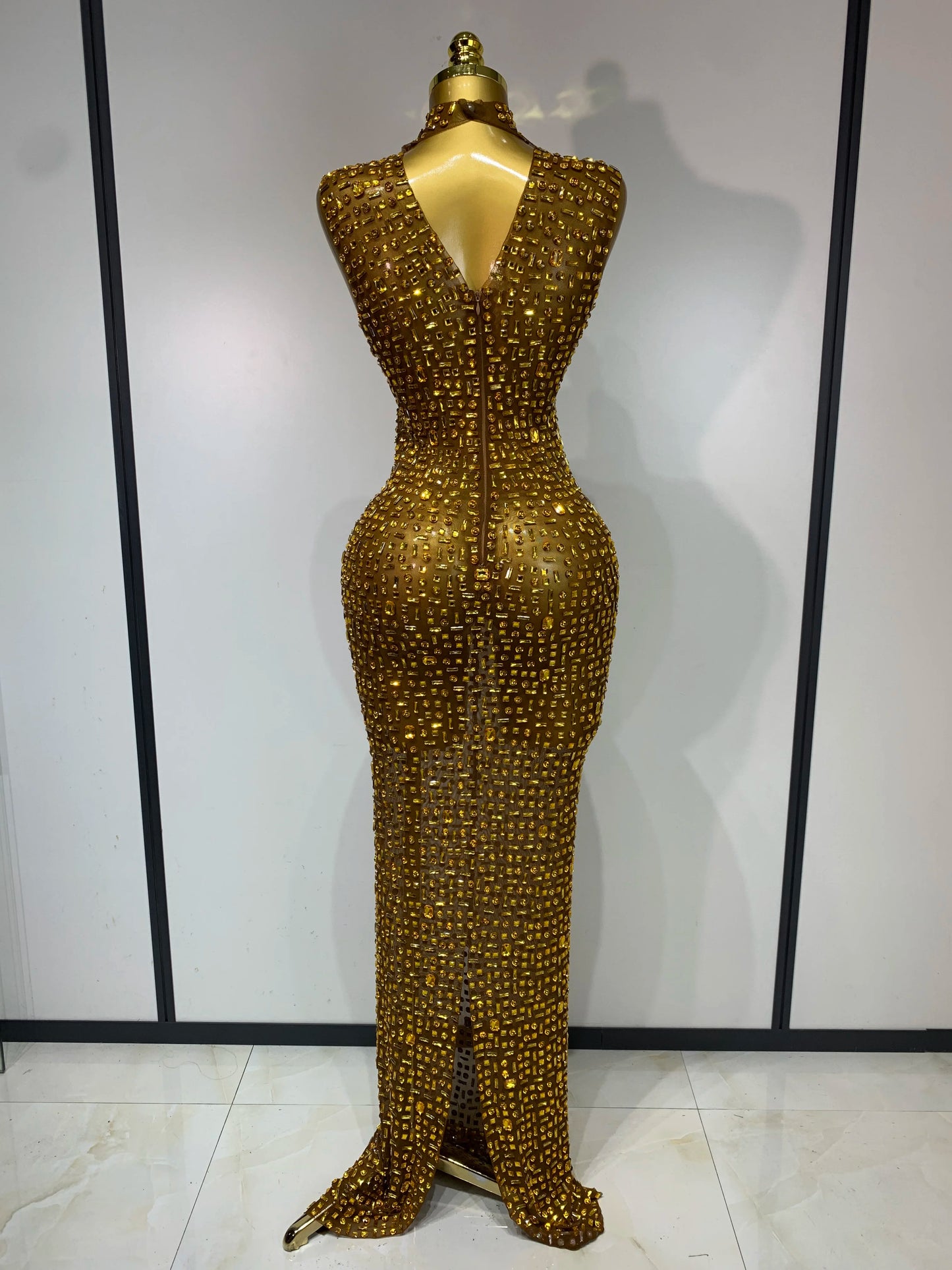 ✨Luxury Sparkly Rhinestone Mesh Long Dress – Sexy Elegant Evening & Birthday Gown