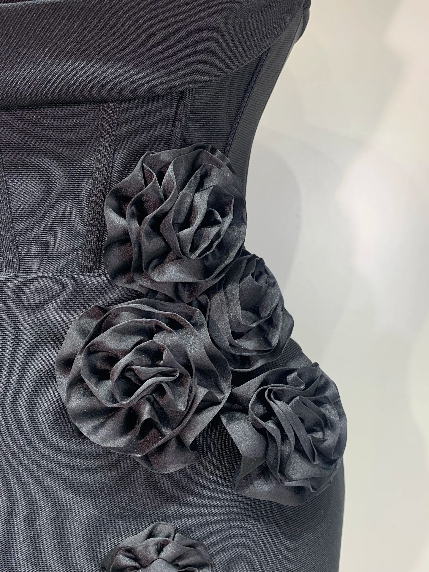 Strapless 3D Flower Bandage Maxi Dress Elegant Evening Gown with Detailed Floral Embellishments for Special Occasions