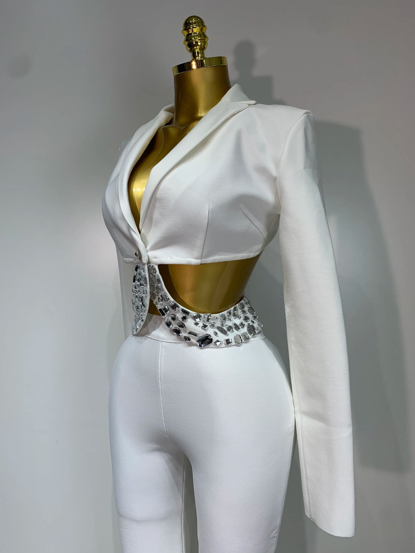 ✨ Luxury Long Sleeve Two Piece Bodycon Pants Set with Beading