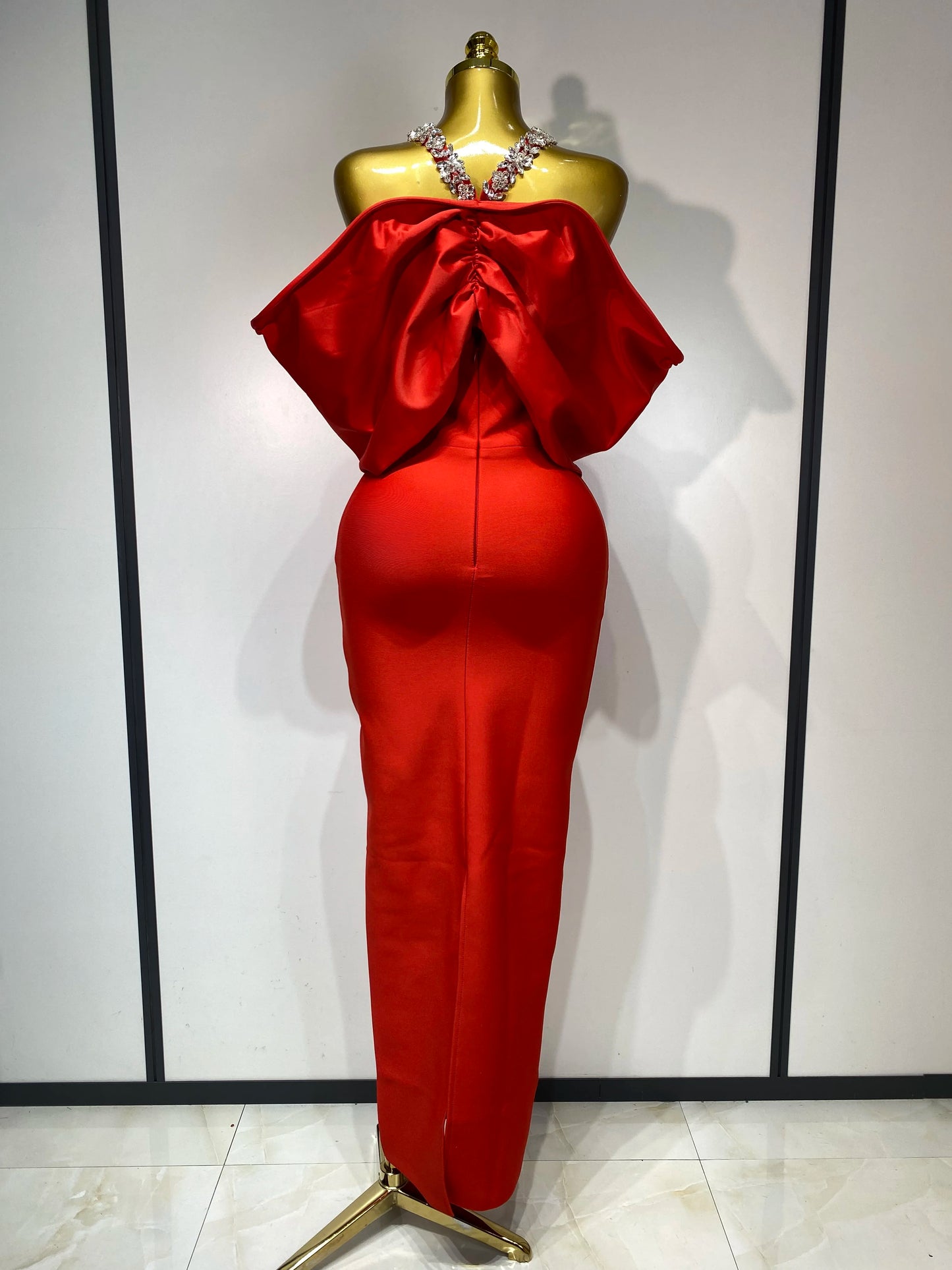 ✨Luxury Sexy Elegant Halter Off the Shoulder Crystal Bodycon Long Bandage