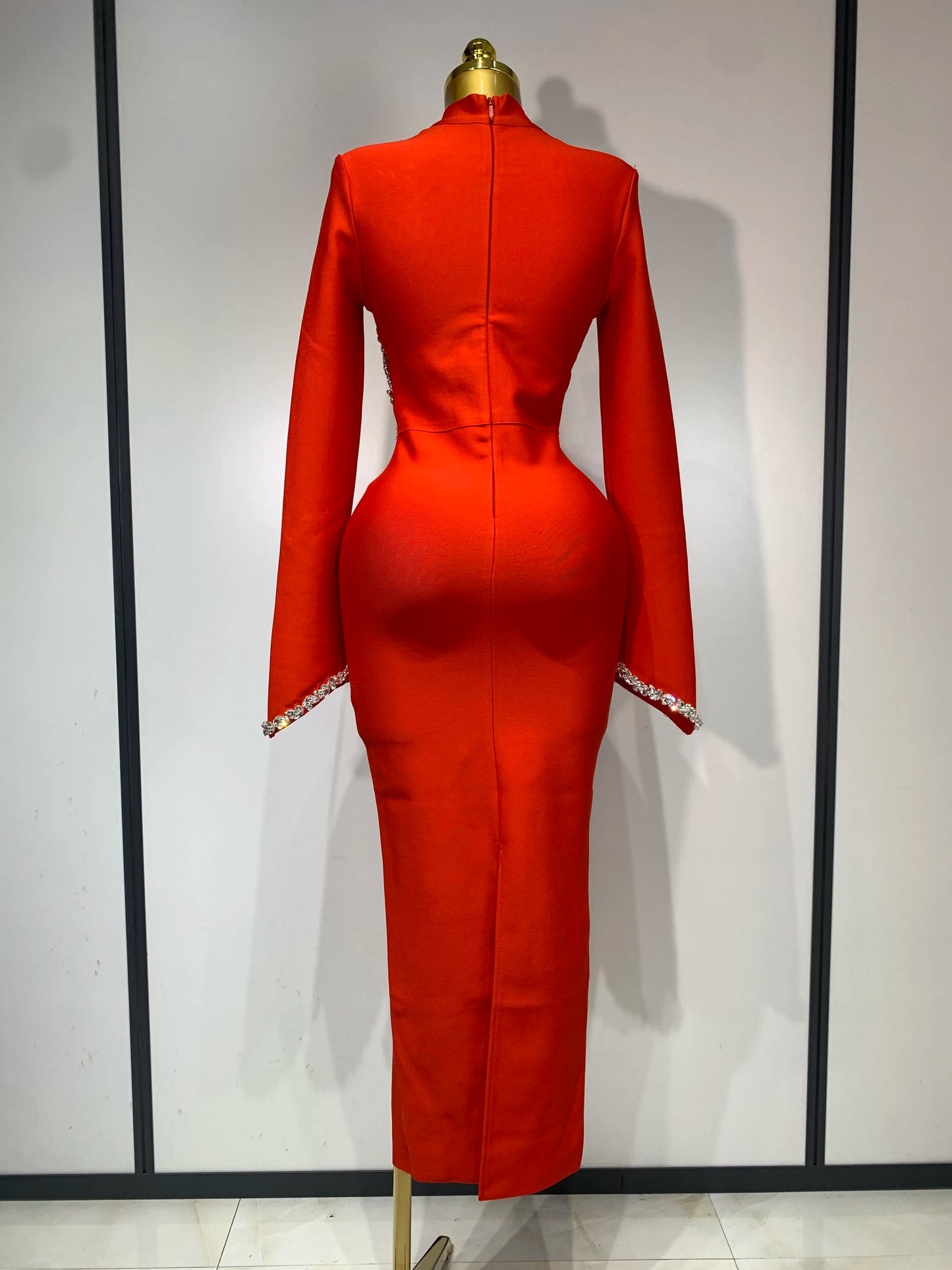 ✨Luxury Women Sexy Long Sleeve Diamonds Maxi Long Bodycon