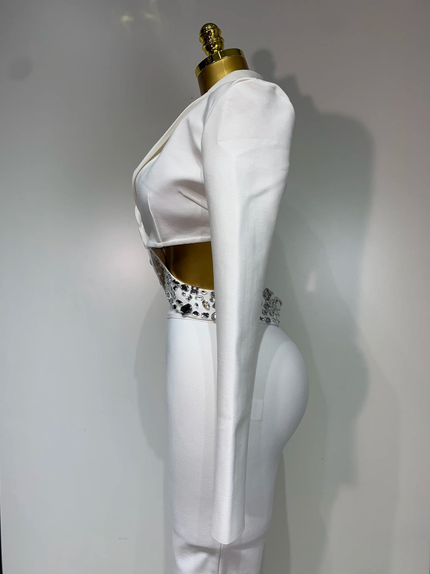 ✨ Luxury Long Sleeve Two Piece Bodycon Pants Set with Beading