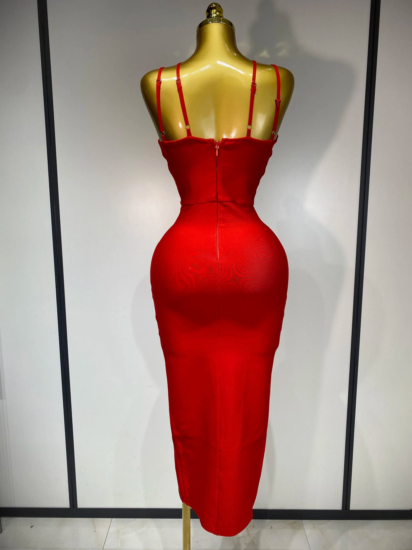 Women’s Sleeveless Backless Midi Bodycon Dress – Elegant Fit