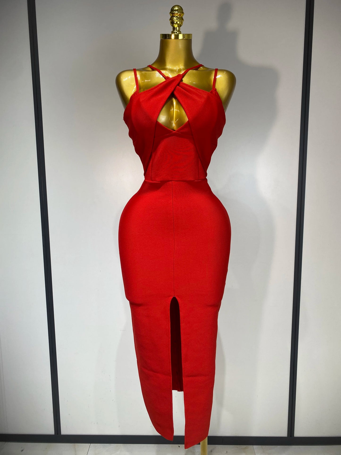 Women’s Sleeveless Backless Midi Bodycon Dress – Elegant Fit