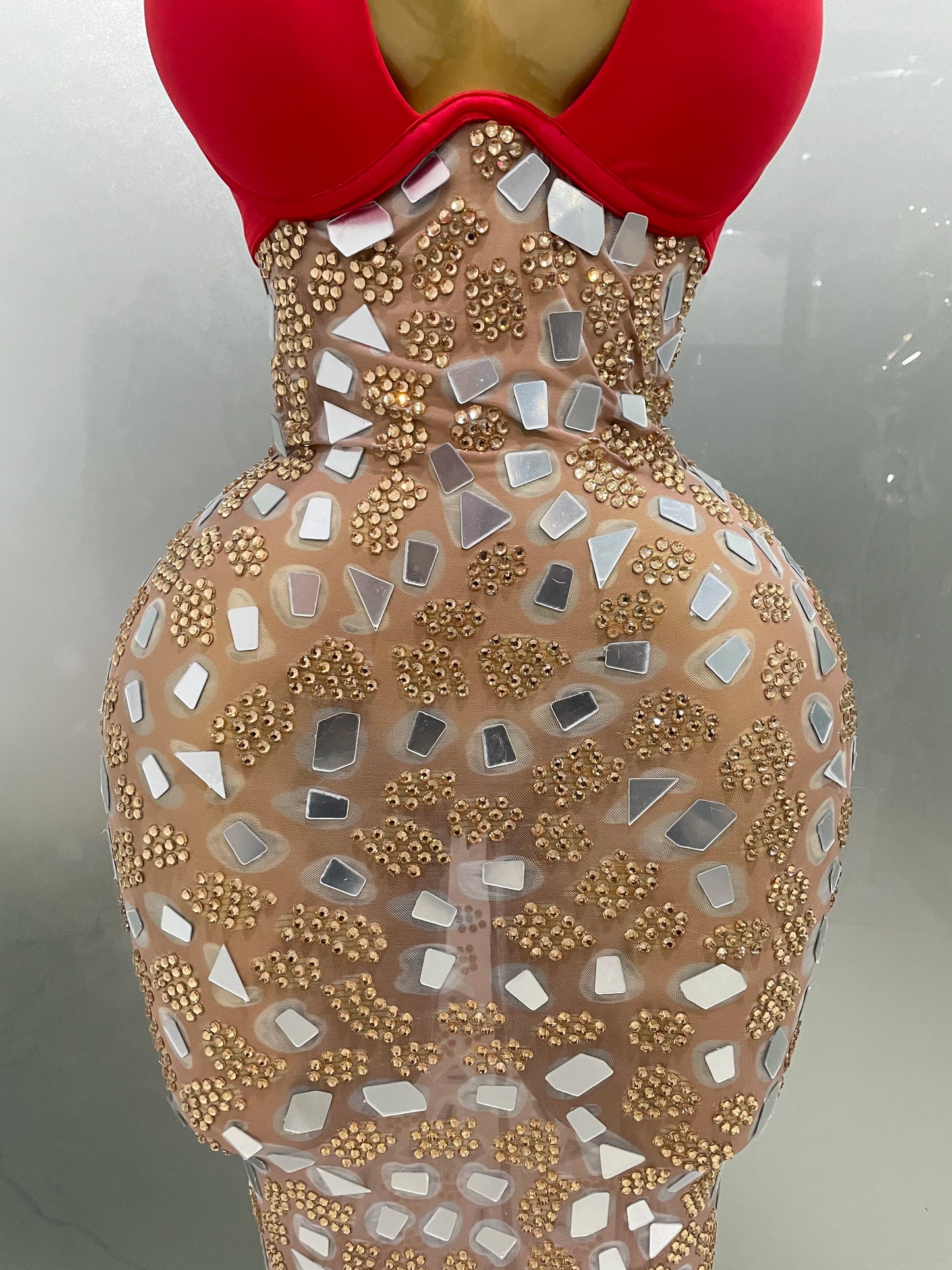 ✨ Luxury Sparkle Rose Mesh Rhinestone Evening Gown – Edición Elite