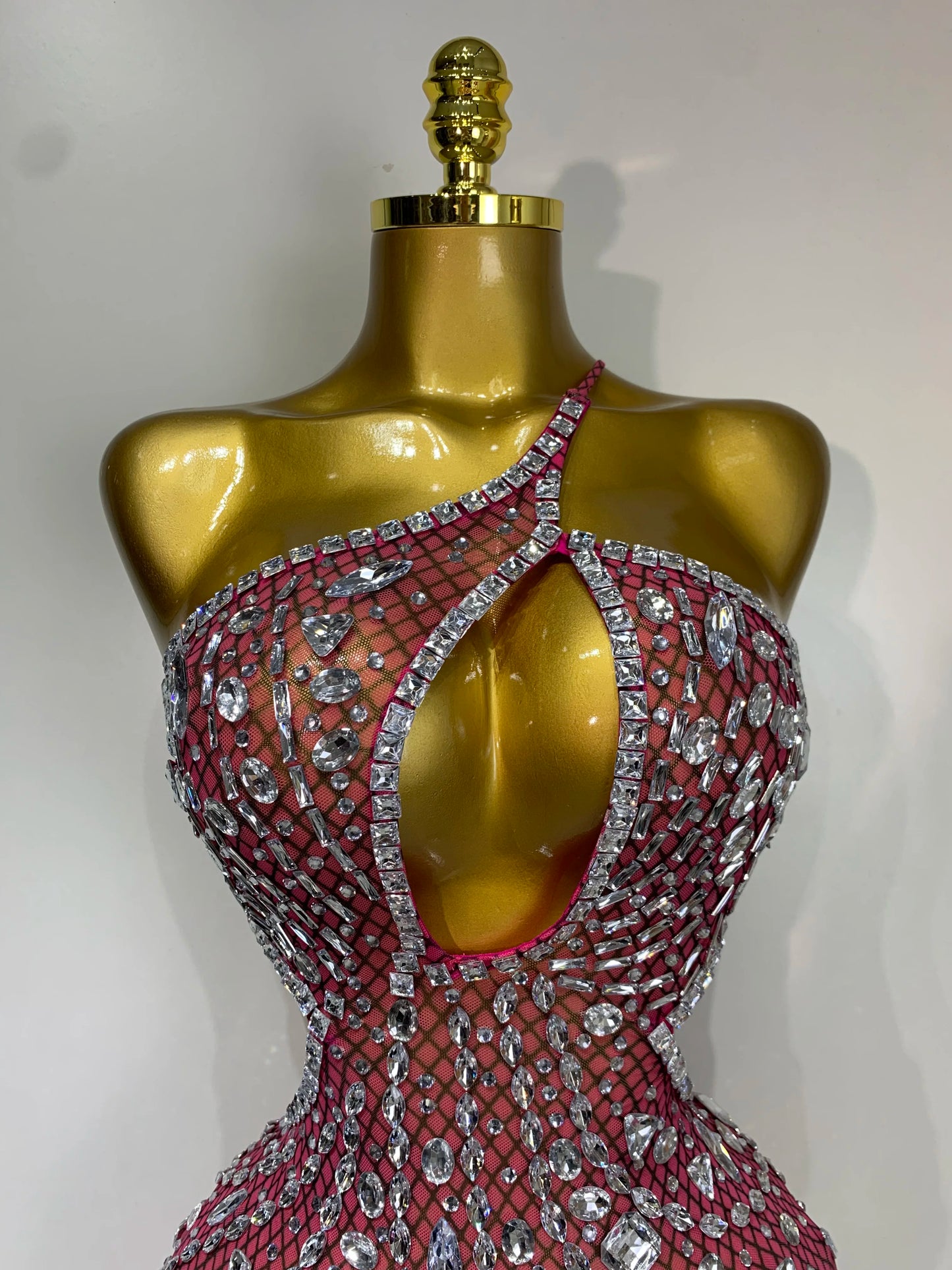 Sexy Backless Hollow Out Diamond Evening Prom Gown Birthday Luxury Celebrate Stage Nightclub Outfit