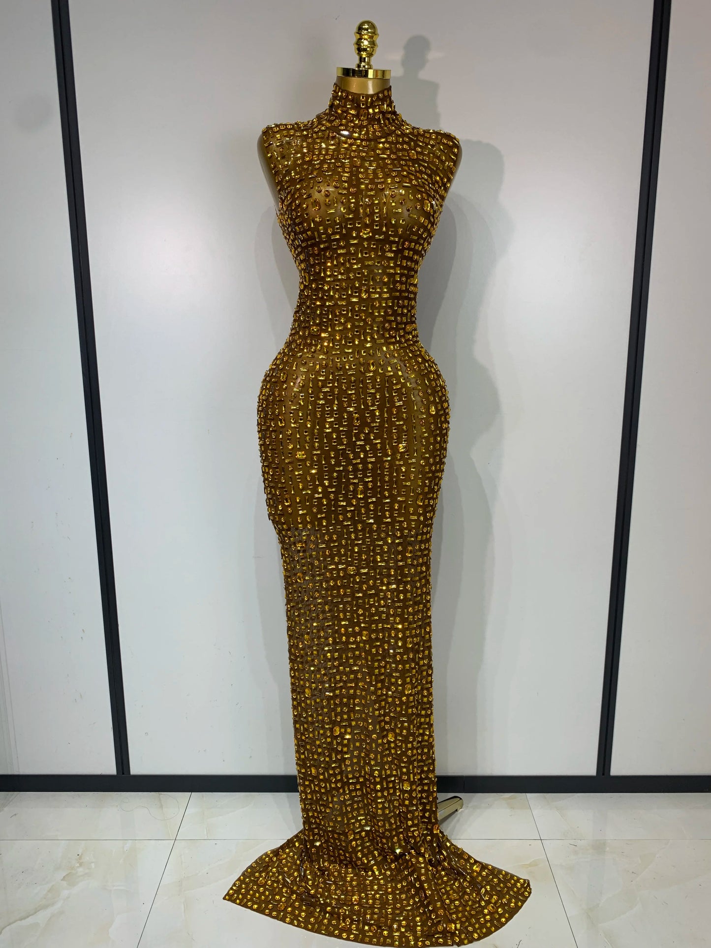 ✨Luxury Sparkly Rhinestone Mesh Long Dress – Sexy Elegant Evening & Birthday Gown