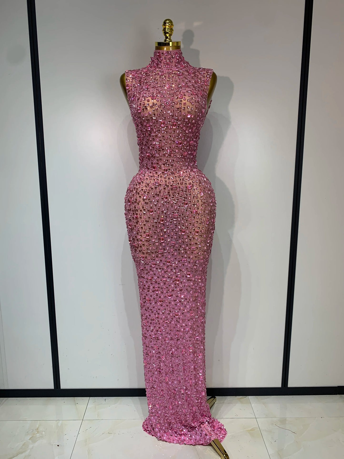 ✨Luxury Sparkly Rhinestone Mesh Long Dress – Sexy Elegant Evening & Birthday Gown