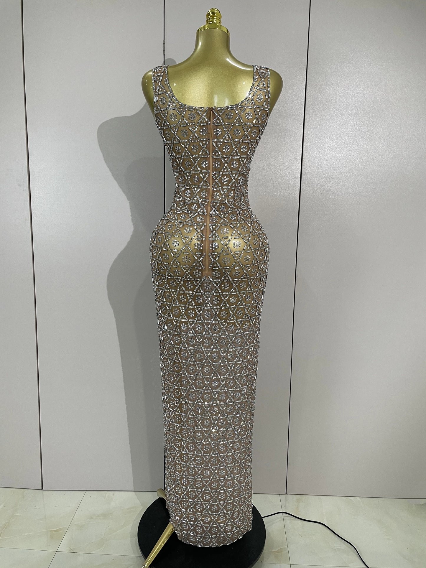 ✨luxury Elegant Sparkly Rhinestone Mesh Long Dress – Sexy Bodycon Evening & Party Gow
