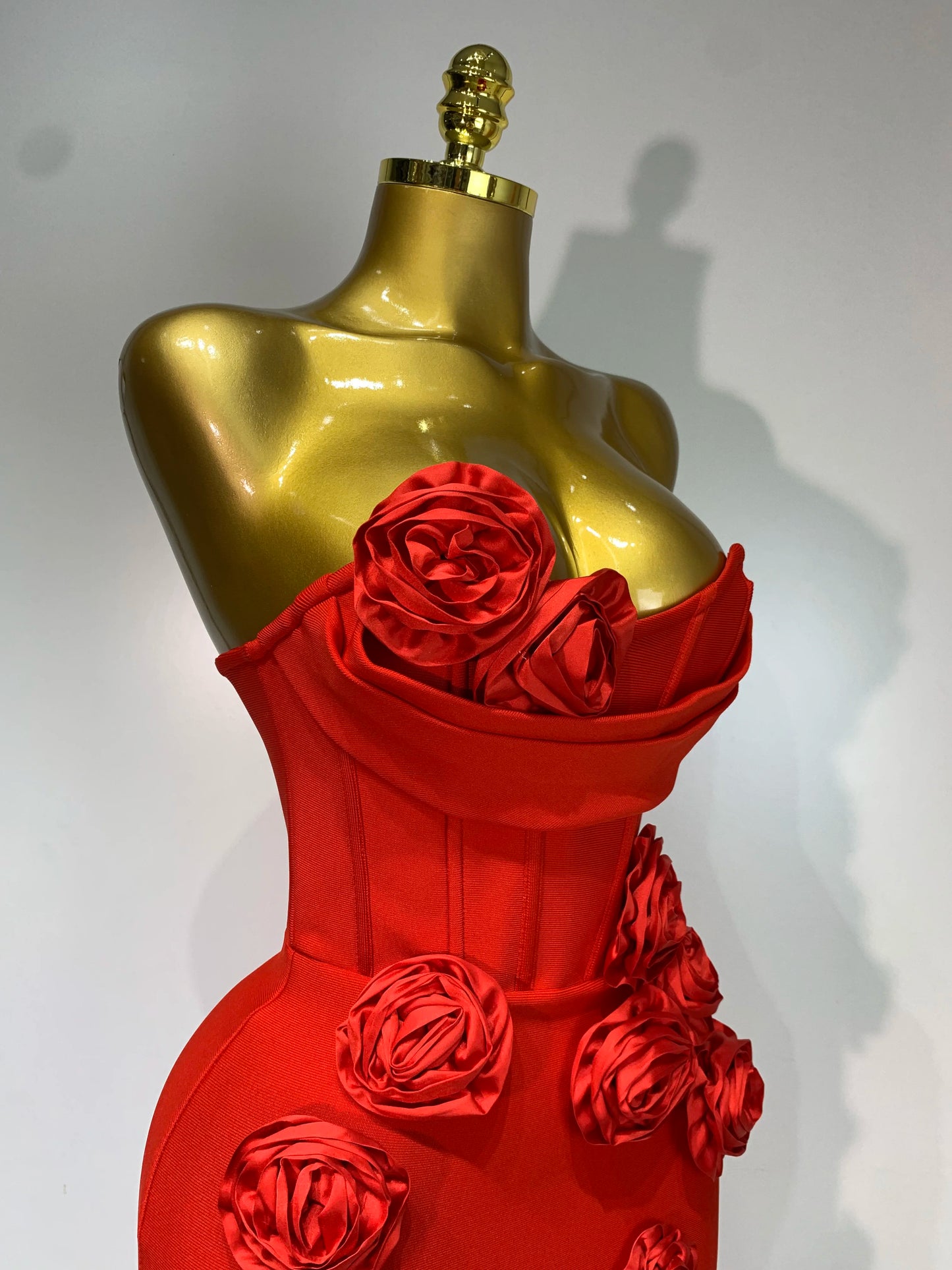 Strapless 3D Flower Bandage Maxi Dress Elegant Evening Gown with Detailed Floral Embellishments for Special Occasions