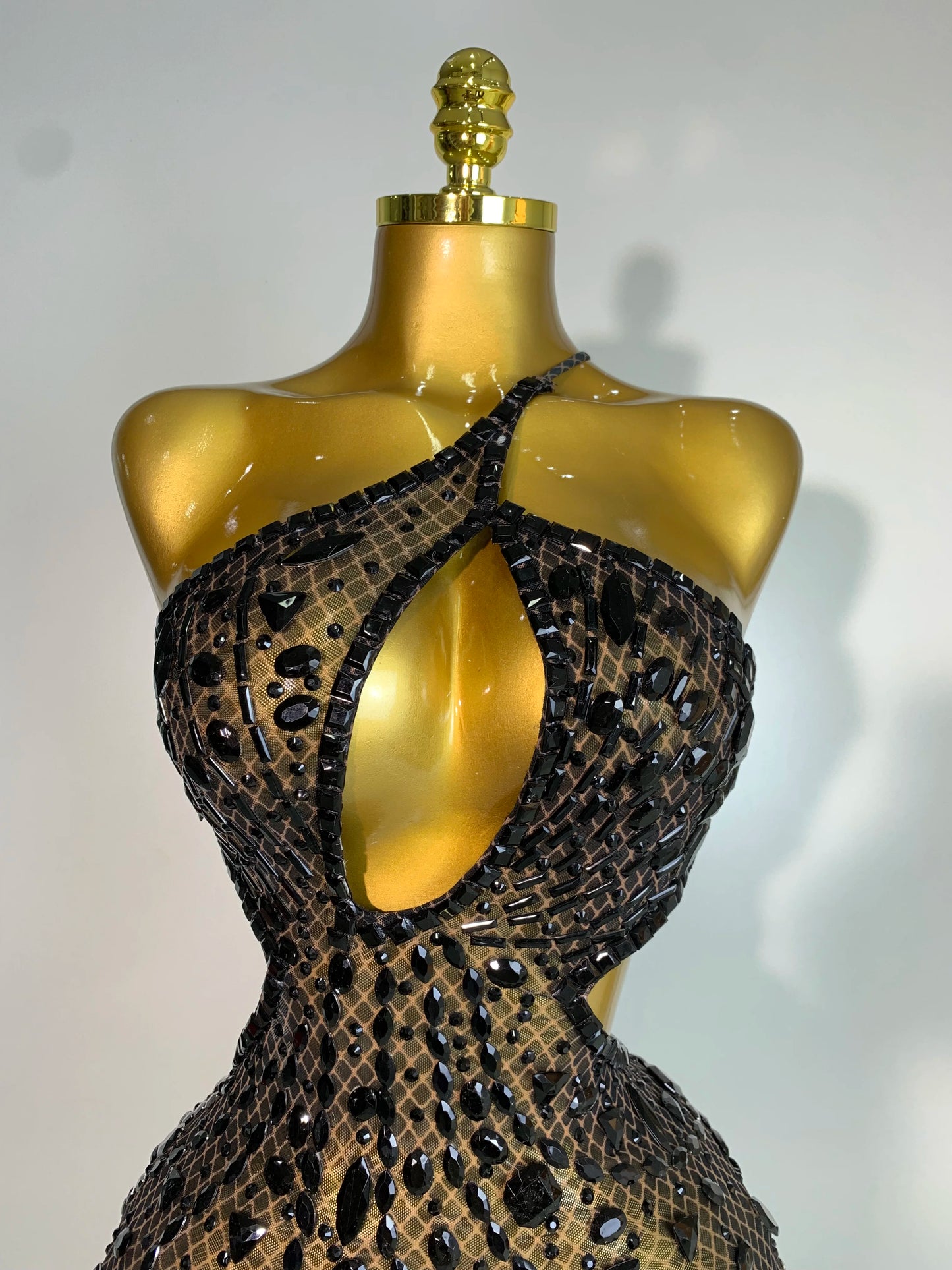 Sexy Backless Hollow Out Diamond Evening Prom Gown Birthday Luxury Celebrate Stage Nightclub Outfit