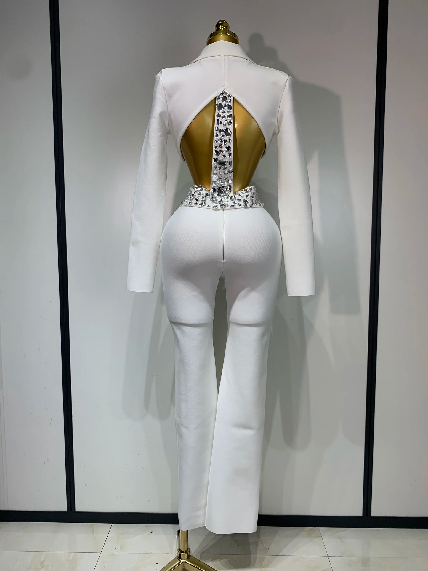 ✨ Luxury Long Sleeve Two Piece Bodycon Pants Set with Beading