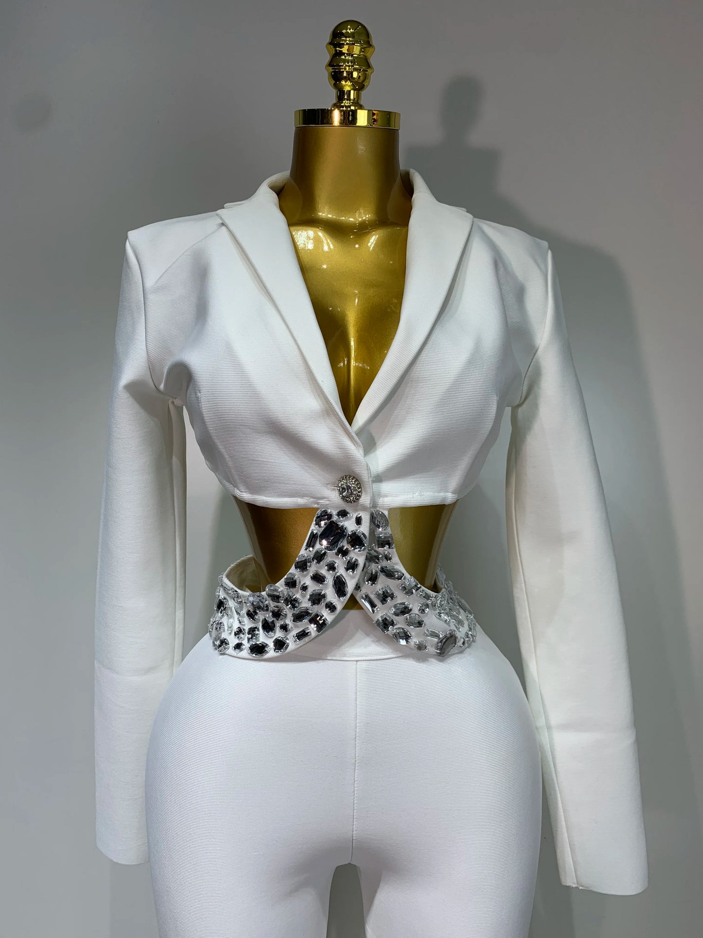✨ Luxury Long Sleeve Two Piece Bodycon Pants Set with Beading