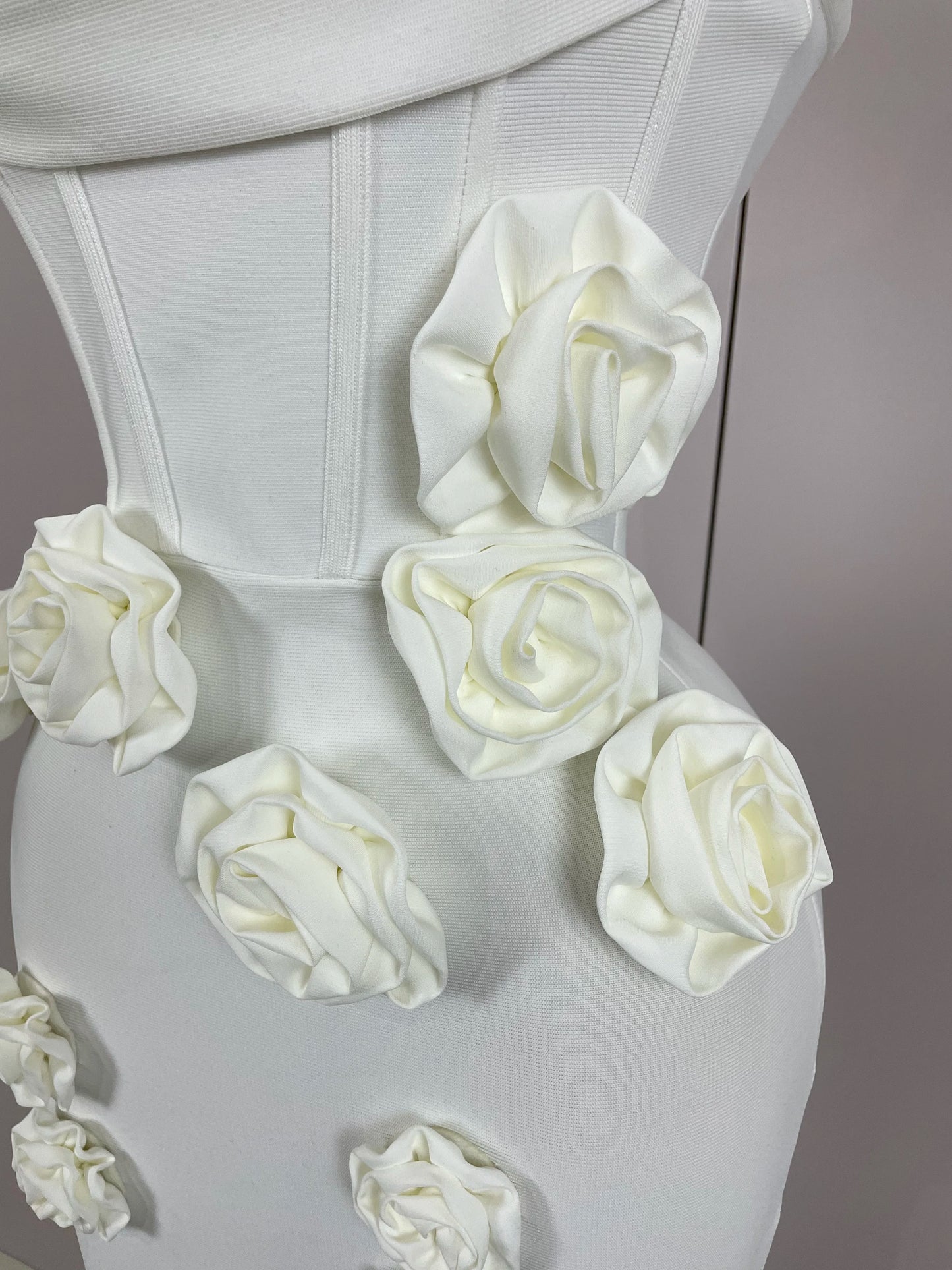 Strapless 3D Flower Bandage Maxi Dress – Elegant Evening Gown