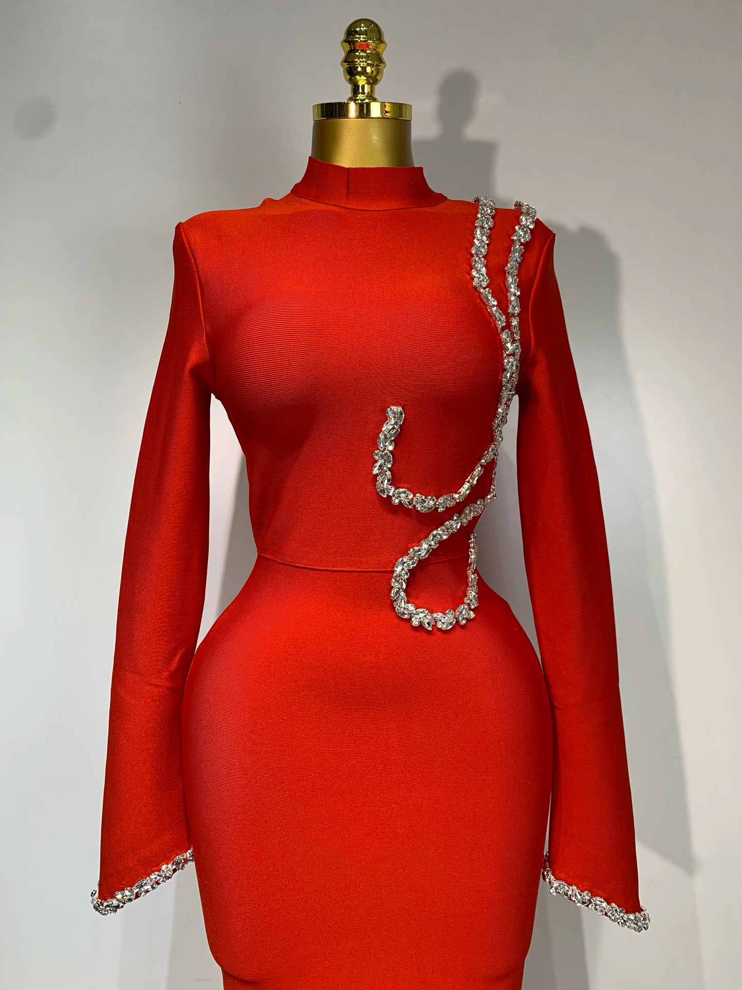 ✨Luxury Women Sexy Long Sleeve Diamonds Maxi Long Bodycon