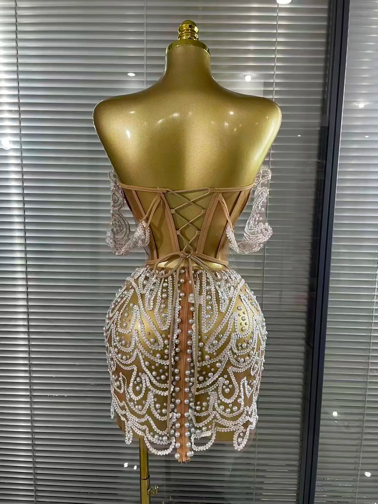 ✨ Luxury Beaded Strapless Mini Dress – Bodycon Party & Birthday